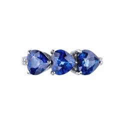 Anillo en oro blanco de 18k con zafiro azul 2