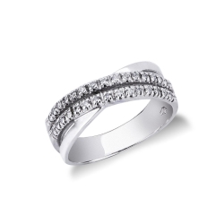 Anillo de Mujer en Oro Blanco de 18k con doble fila de diamantes