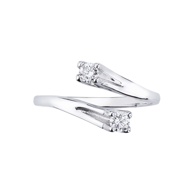 Anillo bilogy en oro blanco de 18k con diamantes Anillo bilogy en oro blanco de 18k con diamantes