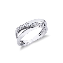 Anillo cruzado en oro blanco 750 con diamantes