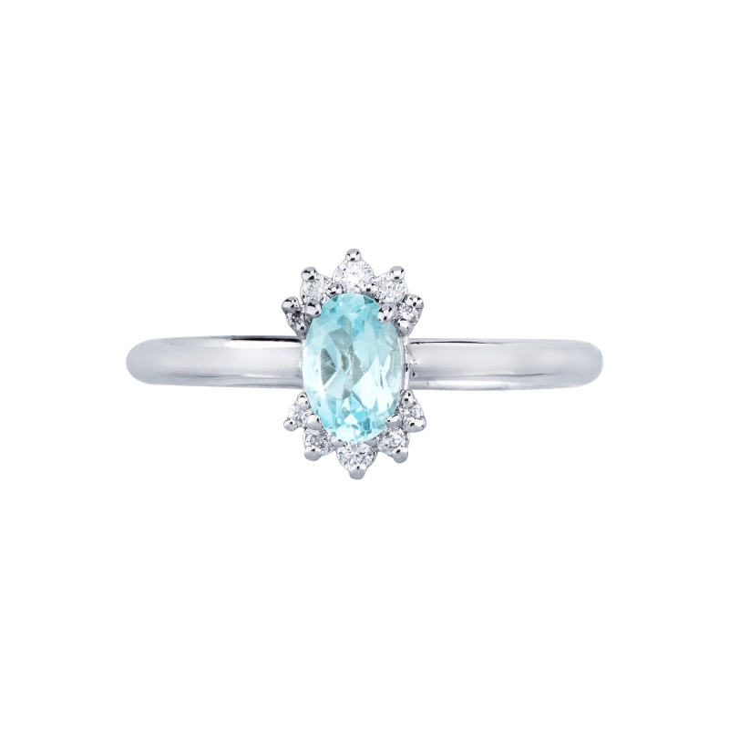 Anillo con aguamarina ovalada oro blanco 18K  Anillo con aguamarina ovalada oro blanco 18K