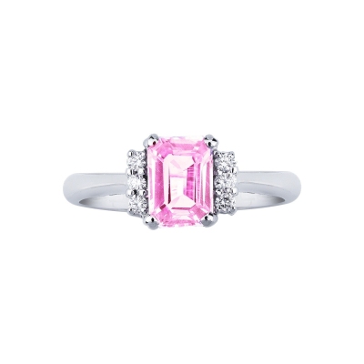 Anillo de oro blanco de 18 quilates con zafiro rosa