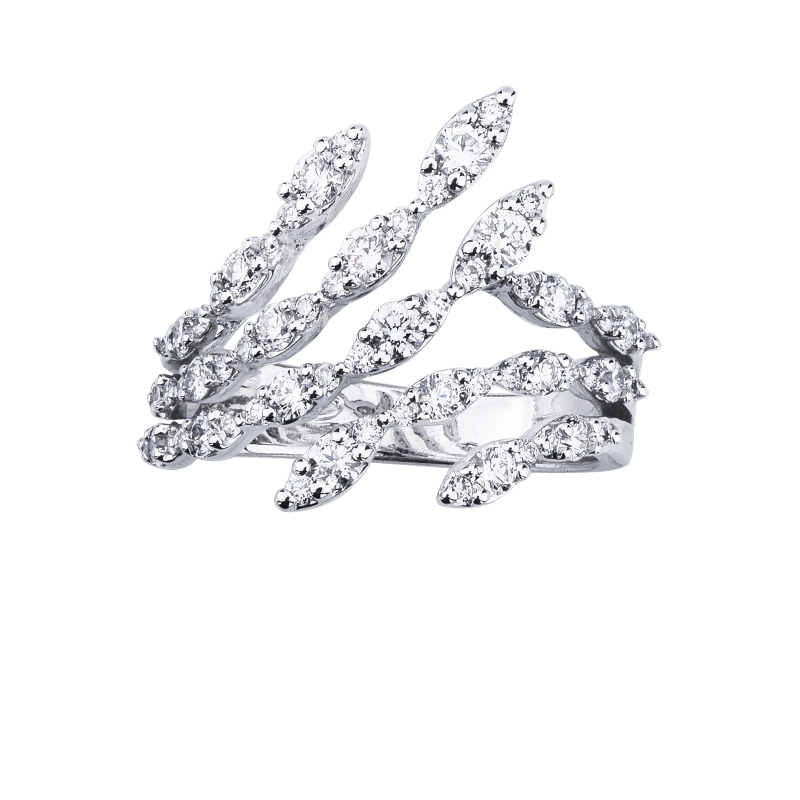 Anillo tú y yo en oro blanco de 18k con diamantes Anillo tú y yo en oro blanco de 18k con diamantes
