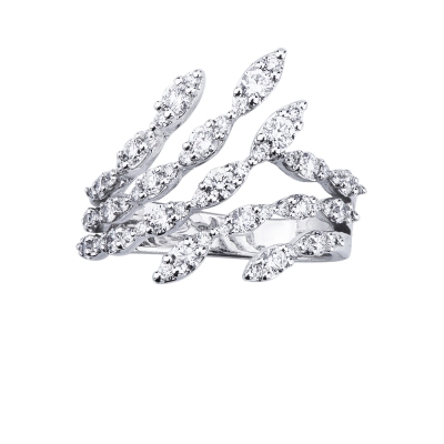 Anillo tú y yo en oro blanco de 18k con diamantes