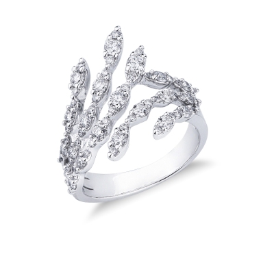 Anillo tú y yo en oro blanco de 18k con diamantes