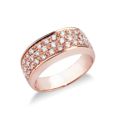 Anillo banda en oro rosa 18 quilates con diamantes