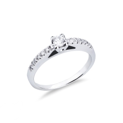 Anillo Eternity en Oro Blanco 18k con Diamante central 0.15 ct