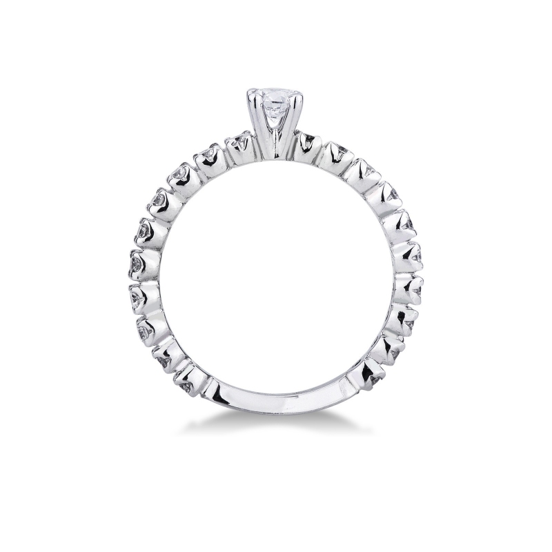 Anillo tipo alianza en oro blanco con diamantes 750