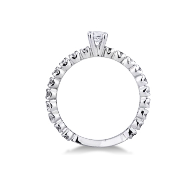 Anillo tipo alianza en oro blanco con diamantes 750