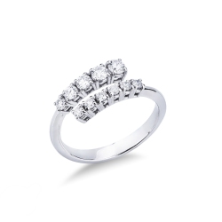 Anillo contrarié en oro blanco con 11  diamantes