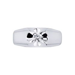 Anillo solitario hombre en oro blanco de 18k con diamante 2