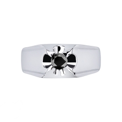 Anillo solitario hombre en oro blanco 18 quilates diamante negro 2