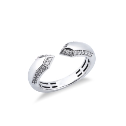 Anillo abierto en oro blanco de 18k con diamantes