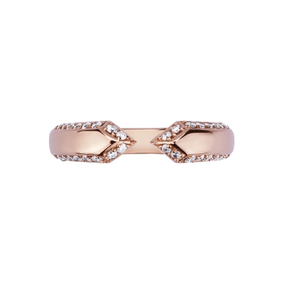Anillo de diseño abierto en Oro Rosa 18k con diamantes