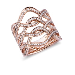 Anillo de banda en oro rosa 750 con diamantes