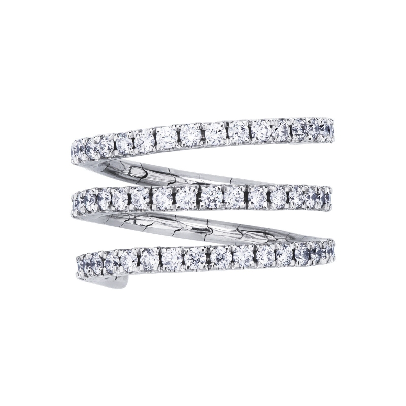 Anillo en espiral en oro blanco y amarillo de 18k con diamantes