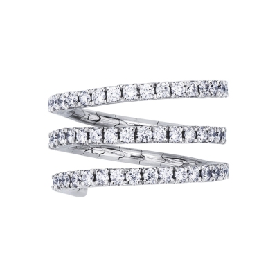 Anillo en espiral en oro blanco y amarillo de 18k con diamantes