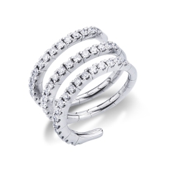 Anillo en espiral en oro blanco y amarillo de 18k con diamantes