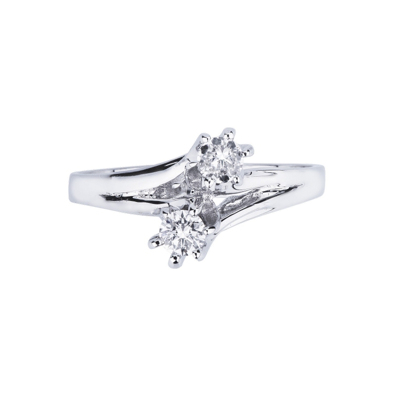 Anillo oro blanco y 2 Diamantes Tu y Yo Anillo oro blanco y 2 Diamantes Tu y Yo