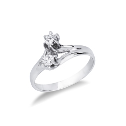 Anillo oro blanco y 2 Diamantes Tu y Yo