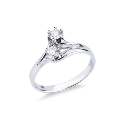 Anillo contrarié en oro blanco 18K con dos diamantes