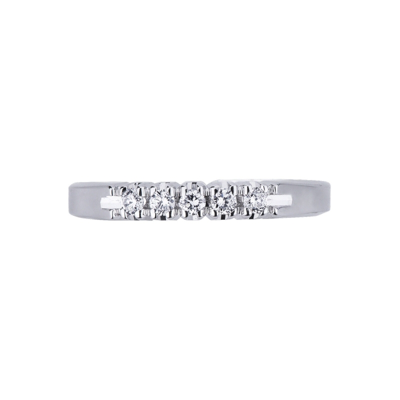 Sortija de boda en oro blanco de 18 kilates con 5 diamantes  Sortija de boda en oro blanco de 18 kilates con 5 diamantes