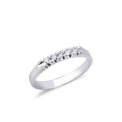 Sortija de boda en oro blanco de 18 kilates con 5 diamantes