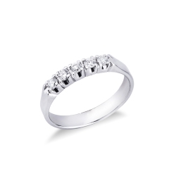Anillo 5 diamantes en oro blanco de 18 kilates
