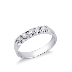 Anillo con 5 diamantes 0,35 quilates en oro blanco de 18 kilates