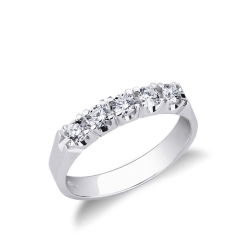 Media alianza con 5 diamantes de 0,50 quilates en oro blanco 18 kilates