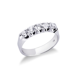 Sortija con 5 diamantes, 0,90 quilates en oro blanco de 18 kilates