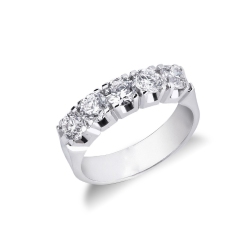 Media alianza en oro blanco con 5 diamantes 1,50 quilates