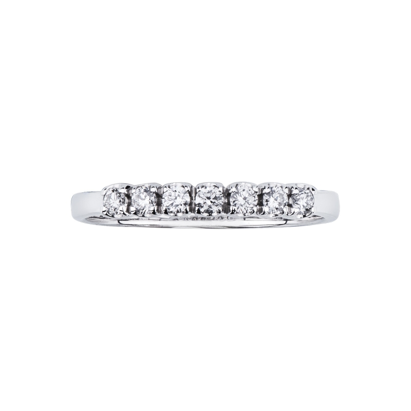 Anillo de diamantes de oro blanco 18k con 7 diamantes Garras  Anillo de diamantes de oro blanco 18k con 7 diamantes Garras