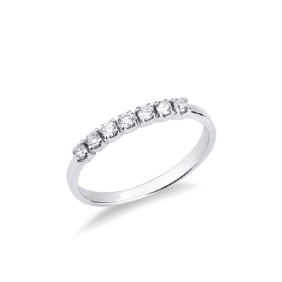 Anillo de diamantes de oro blanco 18k con 7 diamantes Garras 
