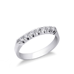 Media alianza en oro blanco con 7 diamantes, 0,30 quilates