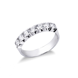Media alianza con 7 diamantes 0,80 quilates oro blanco 18 kilates
