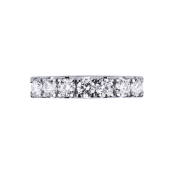 Anillo media alianza de 7 piedras en oro blanco 18k con diamantes ct 1,00 2