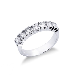 Anillo media alianza de 7 piedras en oro blanco 18k con diamantes ct 1,00
