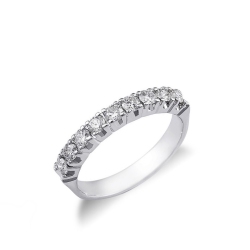 Anillo media alianza oro blanco 18 kilates y 9 diamantes
