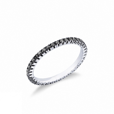 Anillo riviere en oro blanco de 18k con diamantes negros