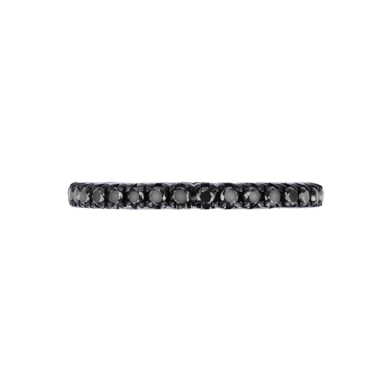 Anillo Eternity de garras en oro blanco 18k con diamantes negros