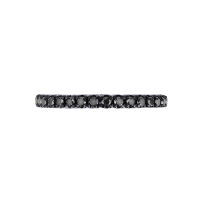 Anillo Eternity de garras en oro blanco 18k con diamantes negros