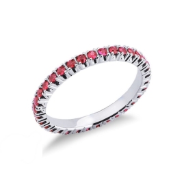 Anillo Eternity en oro blanco 18 quilates con rubíes