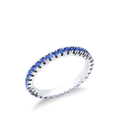 Anillo Eternity en oro blanco con zafiros azules 1,01ct
