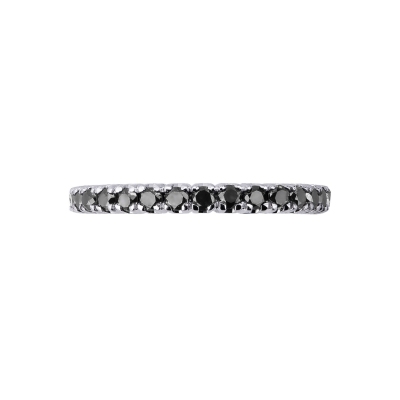 Anillo Eternity a griffe en oro blanco 18k con diamantes negros