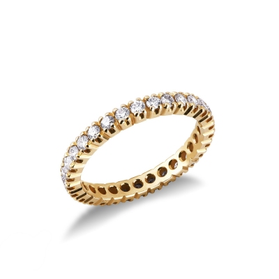 Anillo diamantes con garras en oro amarillo 18k