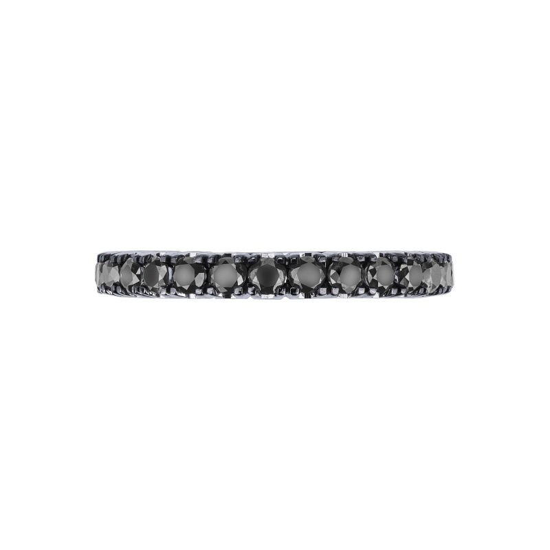 Anillo eternidad en oro blanco de 18 quilates con diamantes negros y acabados ennegrecidos Anillo eternidad en oro blanco de 18 quilates con diamantes negros y acabados ennegrecidos