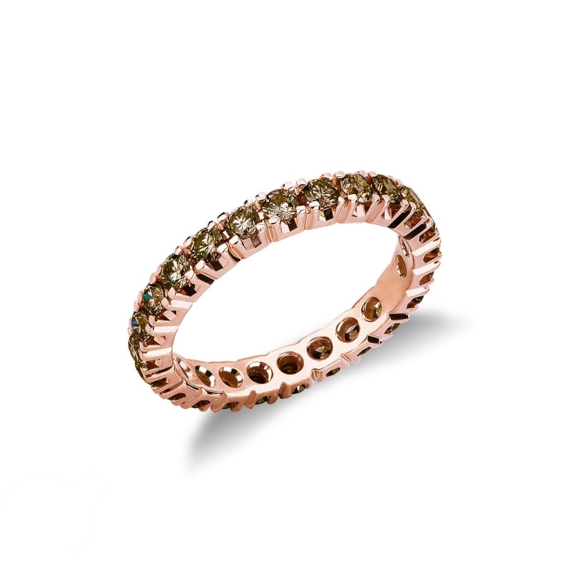Anillo eternity con diamantes brown en oro rosa 18k 