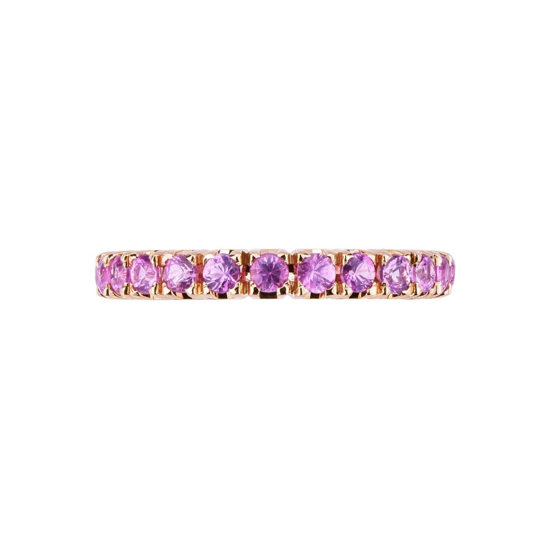 Anillo Eternity en oro rosa 18 quilates con zafiros rosas Anillo Eternity en oro rosa 18 quilates con zafiros rosas