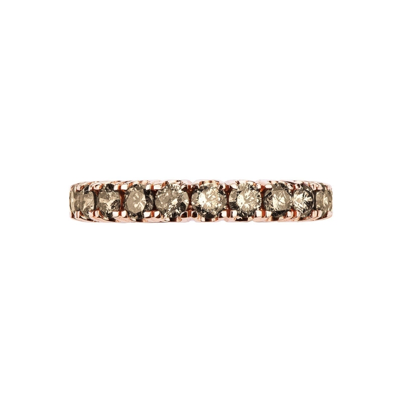 Anillo Eternity en oro rosa 18k con diamantes brown